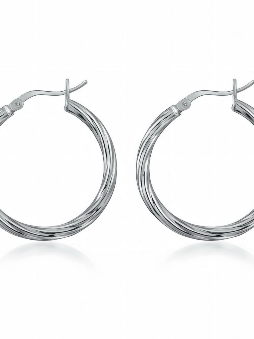 Polished Silver-Tone Twisted Hoop Earrings - Women Jewelry